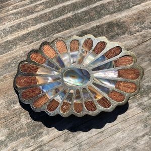 Abalone and Wood Belt Buckle